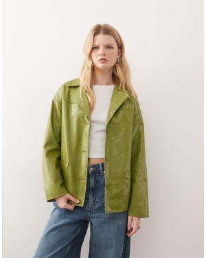 Reclaimed Vintage Boxy Fit Leather-look Blazer - Green