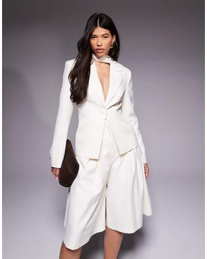 ASOS Co-Ord Blazer With Scarf Drape Detail - White