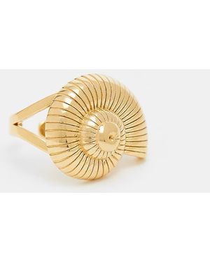 Kaiia Stainless Steel Adjustable Textured Shell Ring - Metallic