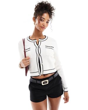 Morgan Cardigan Color Crema Con Bottoni E Finiture A Contrasto - Bianco