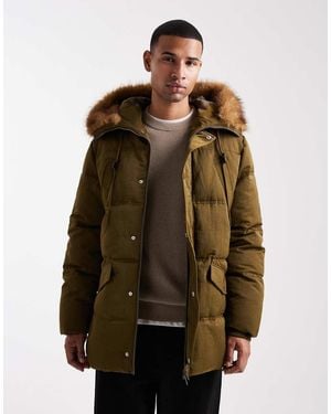 ASOS Piumino Lungo Scuro Con Cappuccio - Marrone