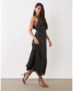 Y.A.S Polka Dot Halter Neck Maxi Dress - Black