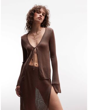 Monki Gilet d'ensemble en maille métallisée - Marron