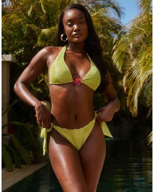 South Beach Crinkle Tie Side Bikini Bottom - Green