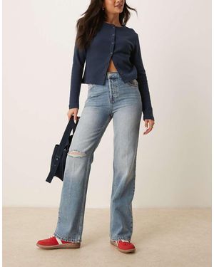 Free People Vaqueros Azul De Corte Bootcut Con Rodillas Rasgadas Holly De