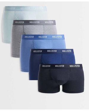 Hollister 5 Pack Logo Band Classic Boxers - Blue