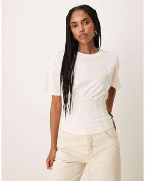 ASOS Cinched Waist Gathered Top - Natural