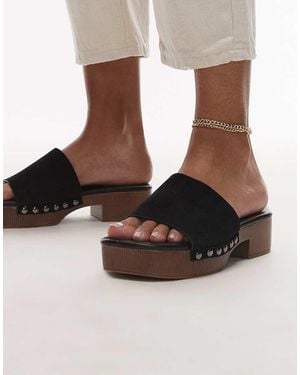 TOPSHOP Hamilton Suede Clog With Studs - Black