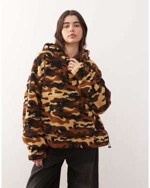 Collusion Camo Teddy Hoodie - Green