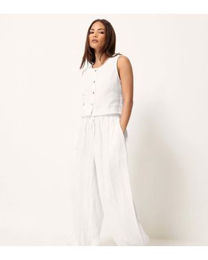 PixieGirl Petite Cheesecloth Balloon Trousers - White