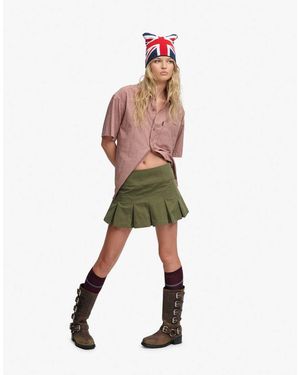 Bench x Superdry & Co Logo Pleated Peached Mini Skirt - Green