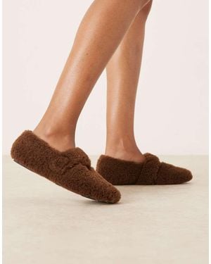 ASOS Zinnia Borg Ballet Slipper - Brown