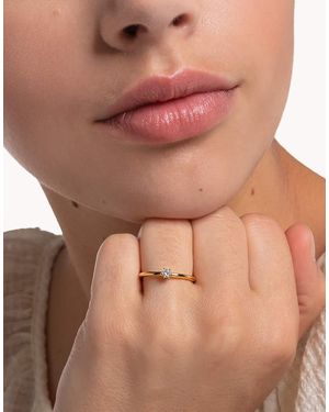 Thomas Sabo 18K Geelgoud Vergulde Ring Met Wit Siersteentje - Bruin