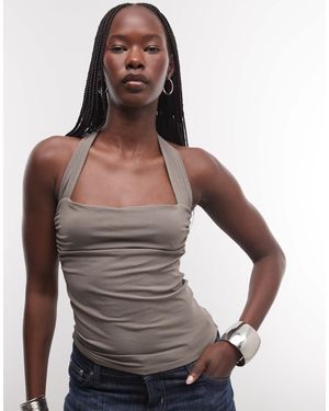 Weekday Slim Fit Halter Neck Top - Grey