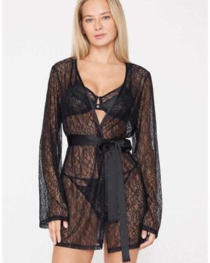Tezenis Mistery Essence Lace Dressing Gown - Black