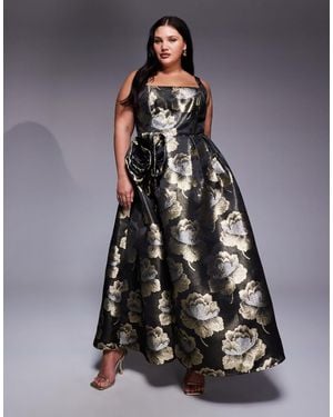 ASOS Curve Jacquard 3d Floral Maxi Dress - Multicolor