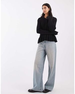 ASOS Cardigan A Maniche Lunghe Con Peplo - Blu