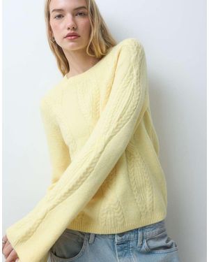 Pieces Jersey De Punto De Ochos Extragrande En Amarillo Pastel-Blanco