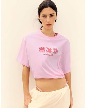 Pull&Bear Oversized T-Shirt Met Grafische 'Algarve' Print - Roze