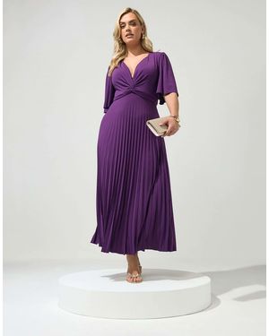 Yours Clothing Knot Pleated Maxi Dress - Purple