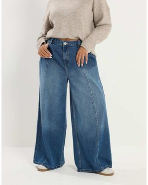 Yours Clothing Palazzo Wide Leg Jeans - Blue
