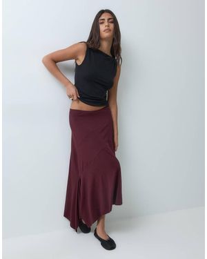 Motel Temisi Falda Midi Asimétrica De Punto En Ciruela Oscura-Morado - Multicolor