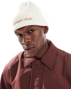 Jack & Jones Original Studio Embroidered Rib Beanie - Brown