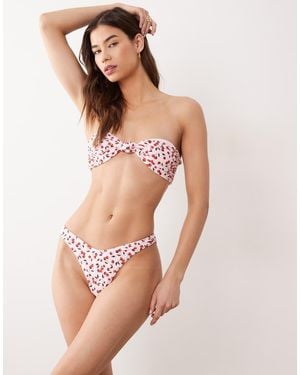 Miss Selfridge Mix And Match V Front High Leg Bottom - Pink