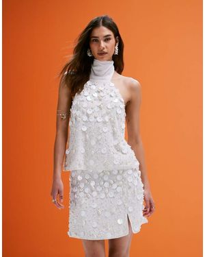 ASOS Mini Rok Van Linnenmix Met Versiering Van Imitatieschelp En Lovertjes - Wit