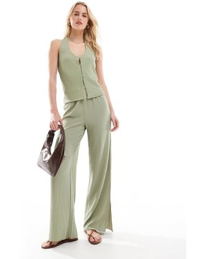 Vero Moda Textured Jersey Split Leg Trouser Co-ord - Green