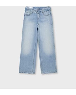 Stradivarius Double-Waist Wide-Leg Jeans - Blue