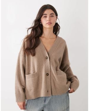 Monki – oversize-strickjacke - Braun