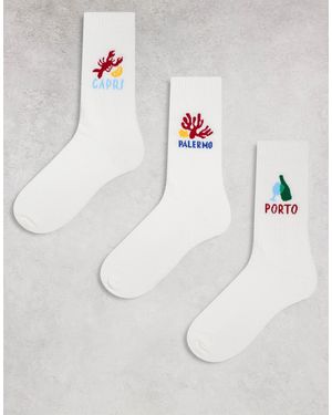 ASOS 3 Pack Socks With Graphic - Grey