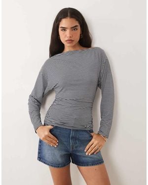 ASOS Cinched Asymmetric Long Sleeve Top - Grey