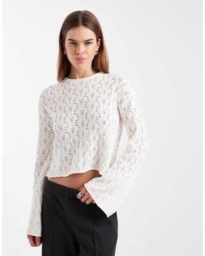 Mango Teen Cotton Mix Crochet Jumper - White