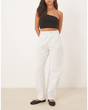 ASOS Vaqueros A Rayas De Pernera Barrel Y Talle Alto De -Blanco - Neutro
