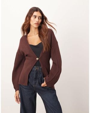 ARRANGE Sculpted Waist Cardigan With Ovoid Sleeve - Red