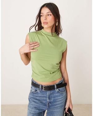 Abercrombie & Fitch Sleeveless Mock Neck Top - Green