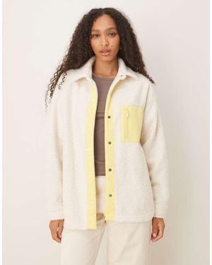 Roxy Chloe Kim Polar Shacket Polar Fleece Shirt Jacket - Natural
