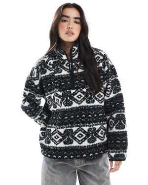 South Beach Chaqueta Monocromática Con Cremallera Corta De Borreguito De - Negro