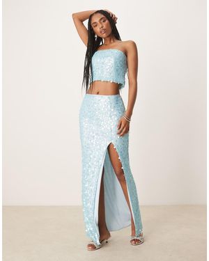 Amy Lynn Disc Sequin Maxi Skirt - Blue