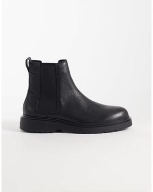 Calvin Klein Essential Leather Combat Chelsea Boots - Black