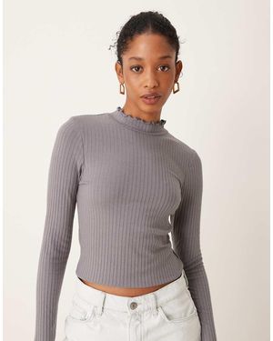 Jdy High Neck Long Sleeve Top - Grey
