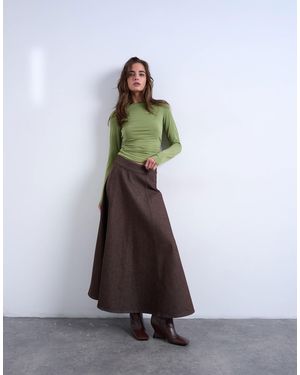 TOPSHOP Jupe en jean évasée - marron - Blanc