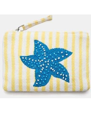 Pull&Bear Striped Star Coin Purse - Blue