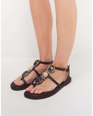ASOS Fenella Flat Sandals With Oversized Stone Detail - White