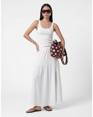 Noisy May Boho Pleated Maxi Skirt With Side Split - White
