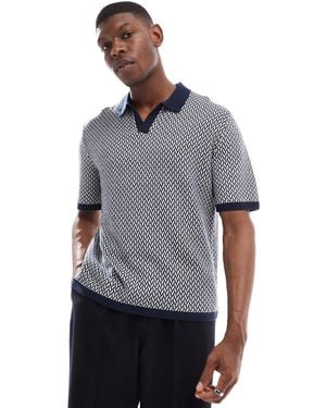 Hollister Knitted Contrast Collar Preppy Polo Top - Grey