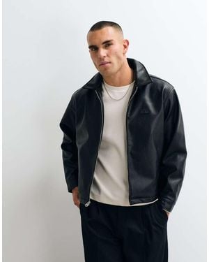 Obey Workman Faux Leather Jacket - Blue