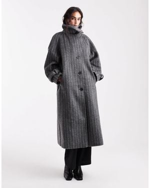 ASOS Longline Wool Blend Funnel Neck Coat - Grey